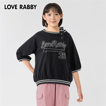 ラブラビ ミニ裏毛ラインストーンロゴＴシャツ 女の子 キッズ 130cm-160cm(ブラック-130cm)