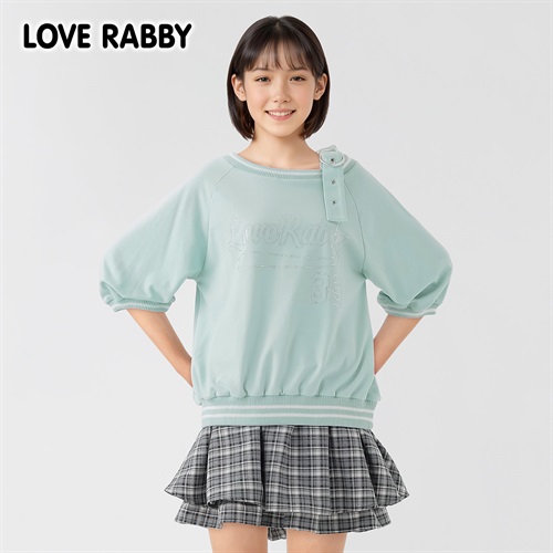 ラブラビ ミニ裏毛ラインストーンロゴＴシャツ 女の子 キッズ 130cm-160cm