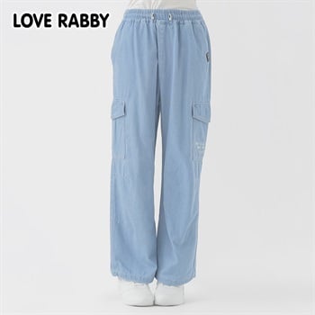 ラブラビ デニムカーゴパンツ 女の子 キッズ 130cm-160cm(サックス-130cm)