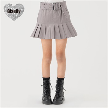 Giselly(ジゼリー) 鳩目ベルト付きミニスカート 女の子 キッズ 130cm-160cm(ローズグレー-130cm)