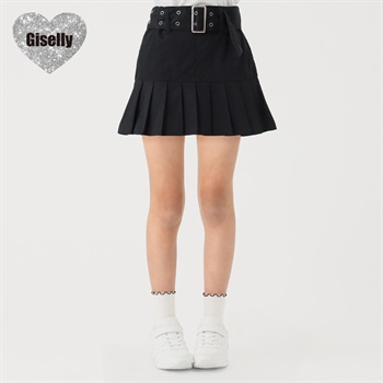 Giselly(ジゼリー) 鳩目ベルト付きミニスカート 女の子 キッズ 130cm-160cm(ブラック-130cm)