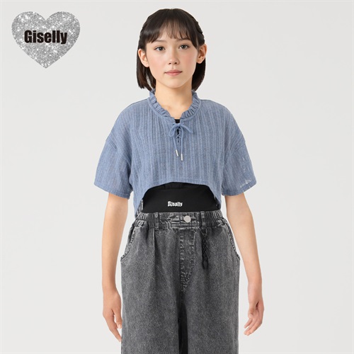 Giselly(ジゼリー) レースアップシアーＴシャツセット 女の子 キッズ 130cm-160cm(サックス-130cm)