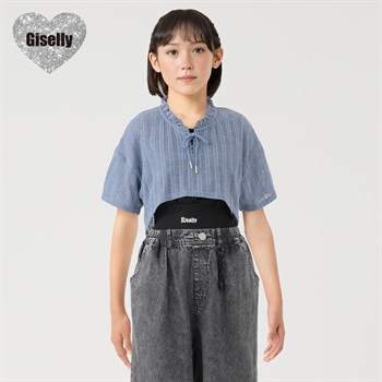 Giselly(ジゼリー) レースアップシアーＴシャツセット 女の子 キッズ 130cm-160cm(サックス-130cm)