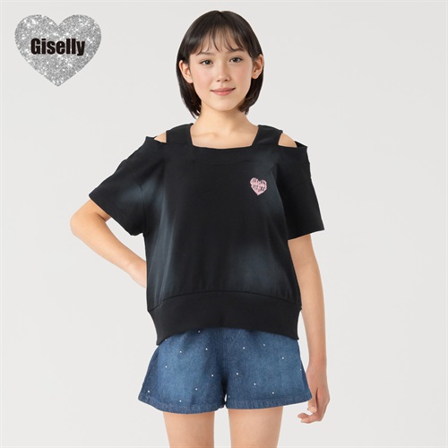 Giselly(ジゼリー) スプレー風オフショルTシャツ 女の子 キッズ 130cm-160cm