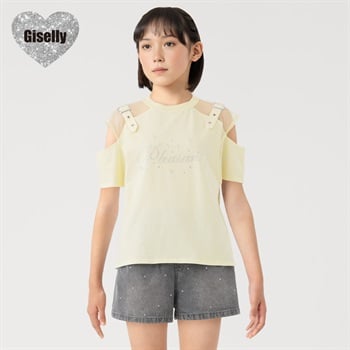 Giselly(ジゼリー) 肩あきベルト使いＴシャツ 女の子 キッズ 130cm-160cm(イエロー-130cm)