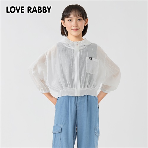ラブラビ シアストライプジップパーカーコンポ 女の子 キッズ 130cm-160cm(ホワイト-130cm)