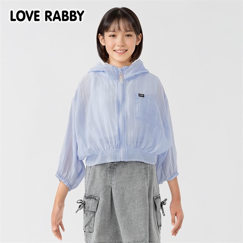 ラブラビ シアストライプジップパーカーコンポ 女の子 キッズ 130cm-160cm(ブルー-130cm)