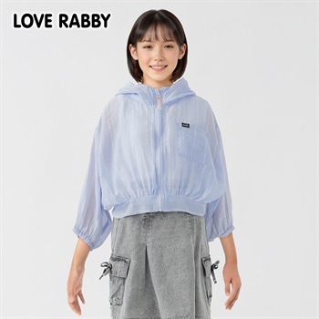 ラブラビ シアストライプジップパーカーコンポ 女の子 キッズ 130cm-160cm(ブルー-130cm)