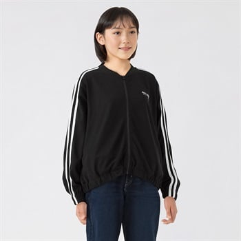 ワッフルライン入りブルゾン 女の子 キッズ 130cm-160cm(ブラック-130cm)