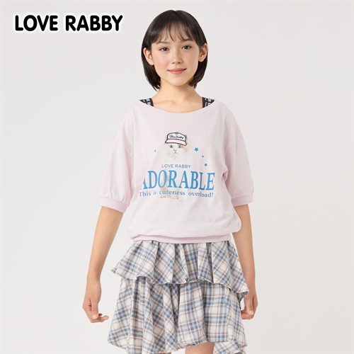 ラブラビ 転写プリントアップリケＴシャツ 女の子 キッズ 130cm-160cm