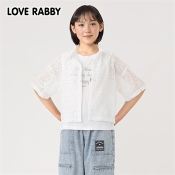 ラブラビ レースシャツコンポ 女の子 キッズ 130cm-160cm(ホワイト-130cm)