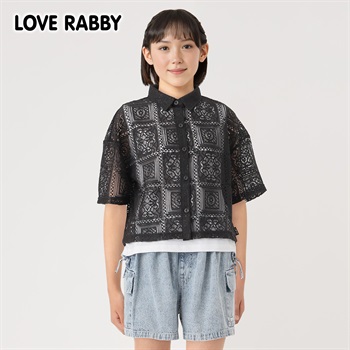 ラブラビ レースシャツコンポ 女の子 キッズ 130cm-160cm(ブラック-130cm)