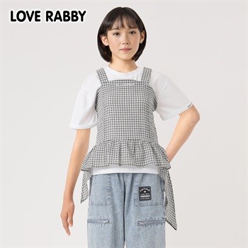 ラブラビ イレギュラーヘムチェックキャミコンポ 女の子 キッズ 130cm-160cm(ブラック-130cm)