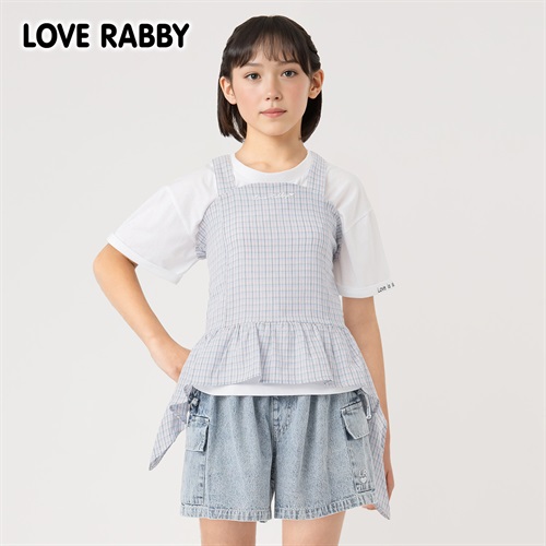 ラブラビ イレギュラーヘムチェックキャミコンポ 女の子 キッズ 130cm-160cm(ブルー-130cm)