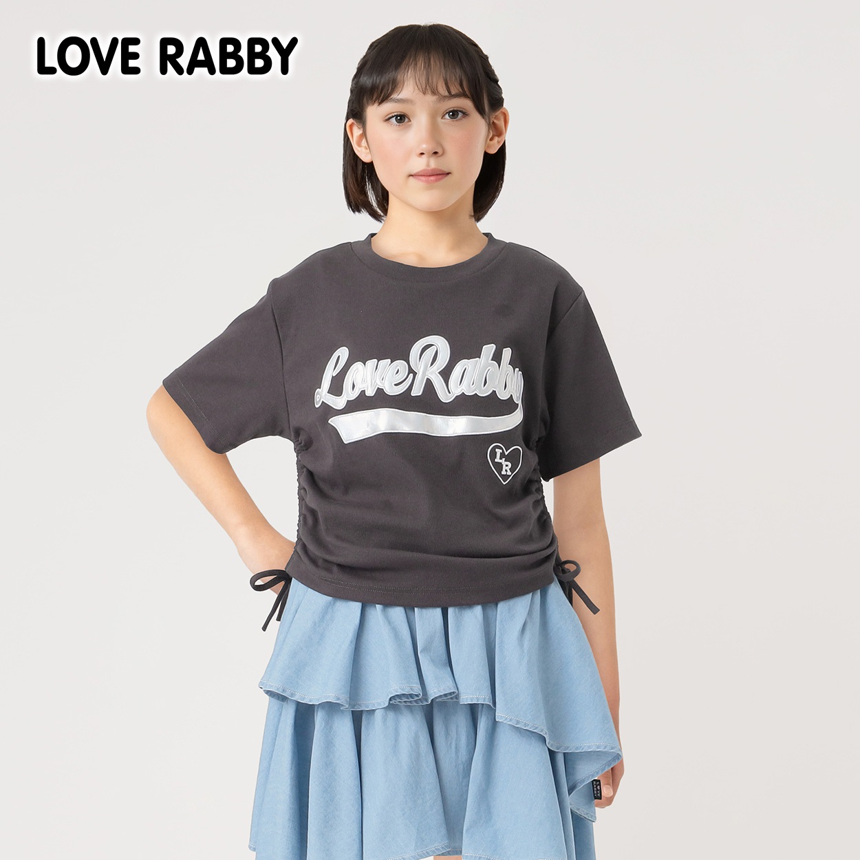 ラブラビ テレコ脇シャーリングTシャツ 女の子 キッズ 130cm-160cm