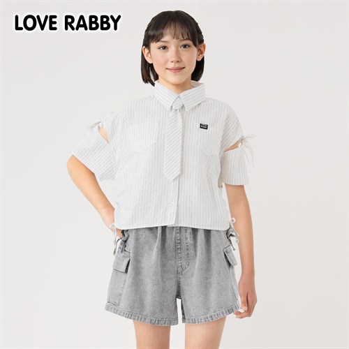 ラブラビ ストライプネクタイ付きシャツ 女の子 キッズ 130cm-160cm