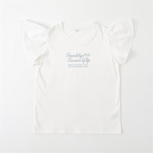 袖チュール付きTシャツ 女の子 キッズ 130cm-160cm
