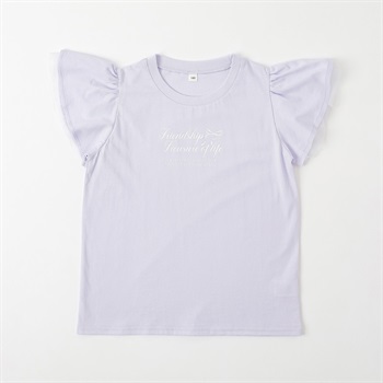 袖チュール付きTシャツ 女の子 キッズ 130cm-160cm(ライトパープル-130cm)