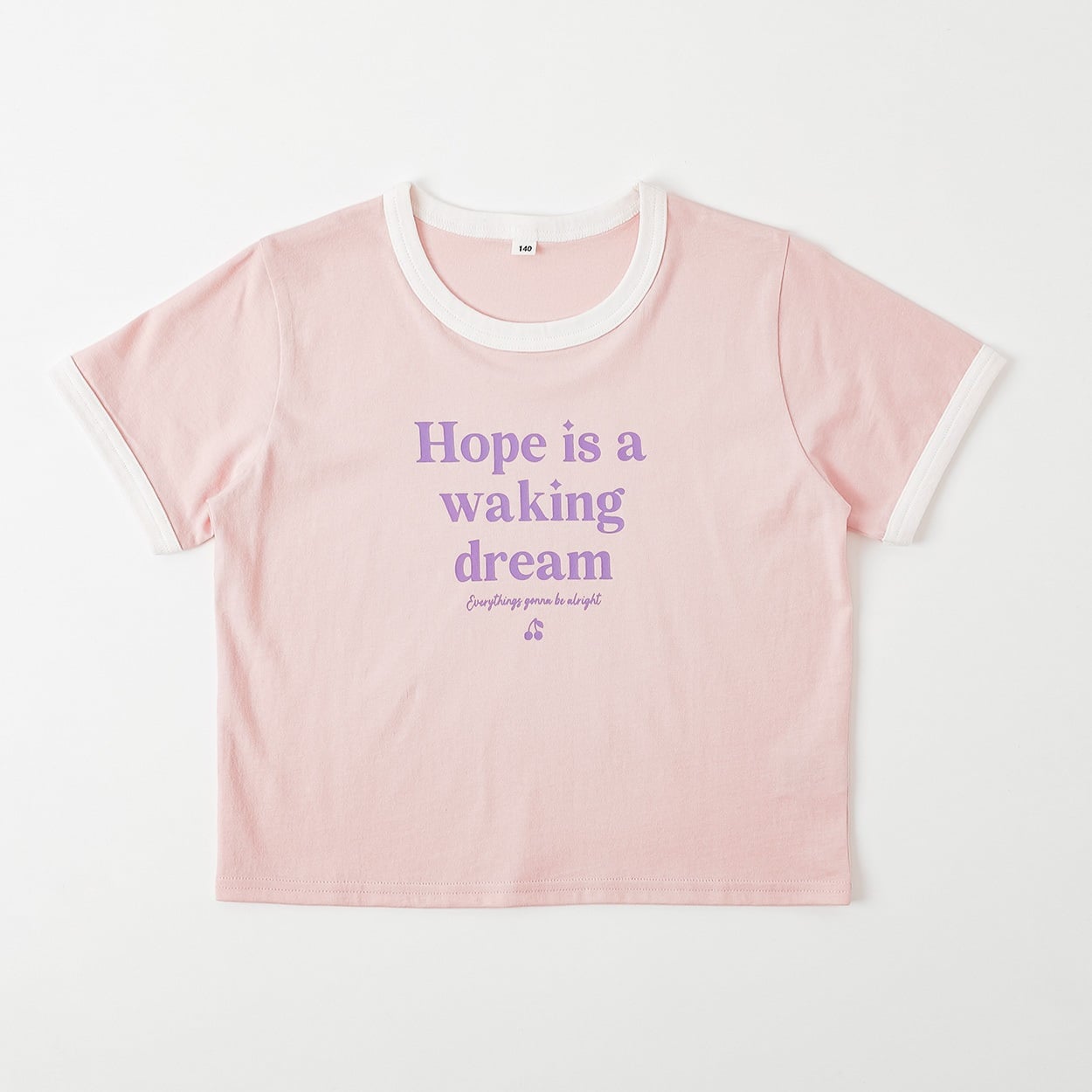 LINNE プリント Tシャツ ホワイト/ピンク ロゴプリントリンガーTシャツ 女の子 キッズ 130cm-160cm | イオン