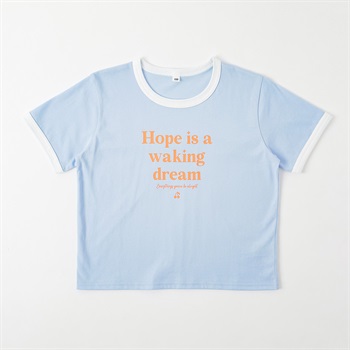 ロゴプリントリンガーTシャツ 女の子 キッズ 130cm-160cm(サックス-130cm)