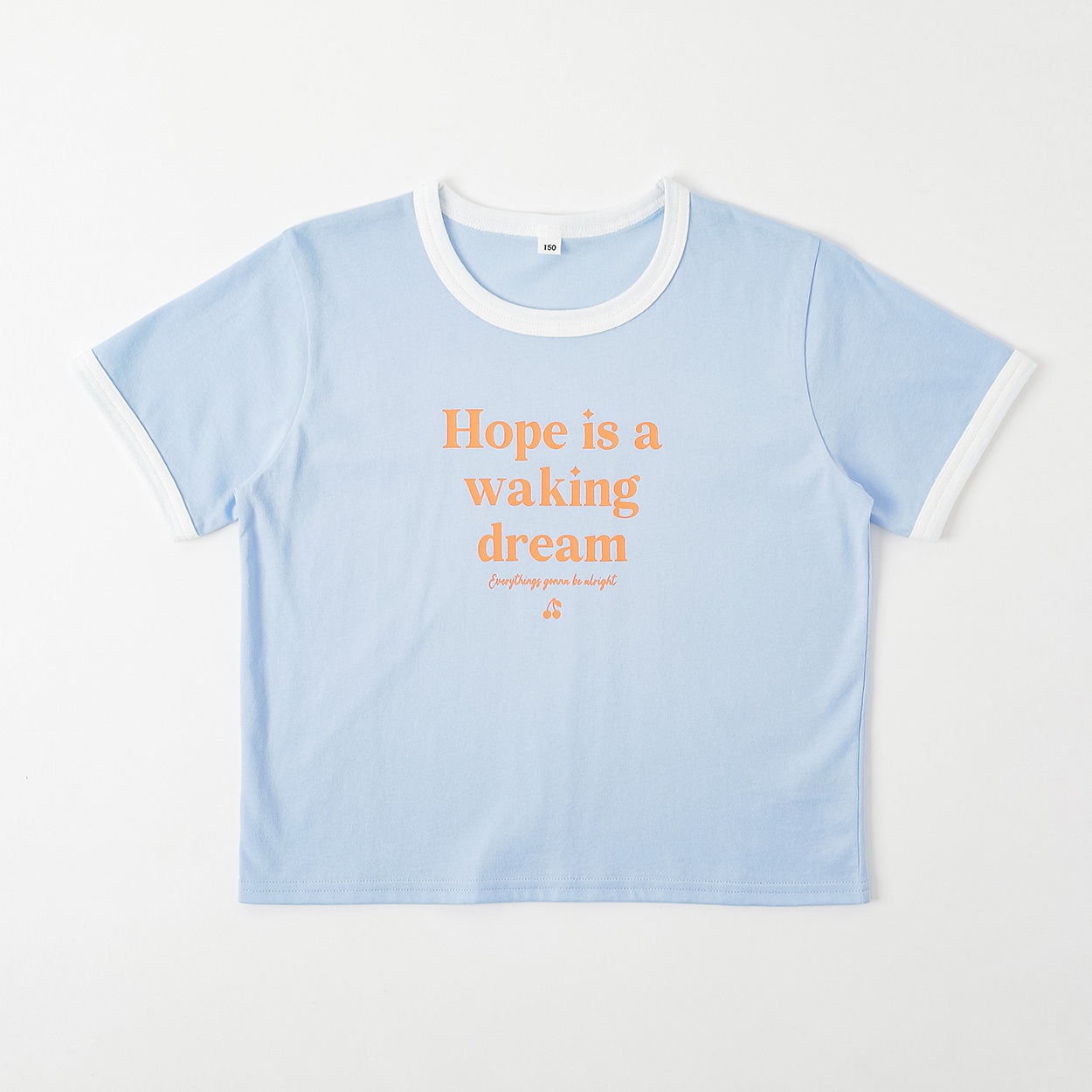 ロゴプリントリンガーTシャツ 女の子 キッズ 130cm-160cm(サックス-150cm)