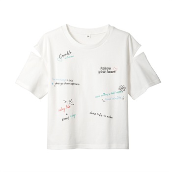 ロゴ総柄プリントTシャツ 女の子 キッズ 130cm-160cm(ホワイト-130cm)