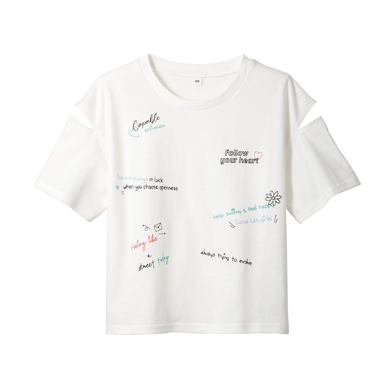 ロゴ総柄プリントTシャツ 女の子 キッズ 130cm-160cm(ホワイト-160cm)