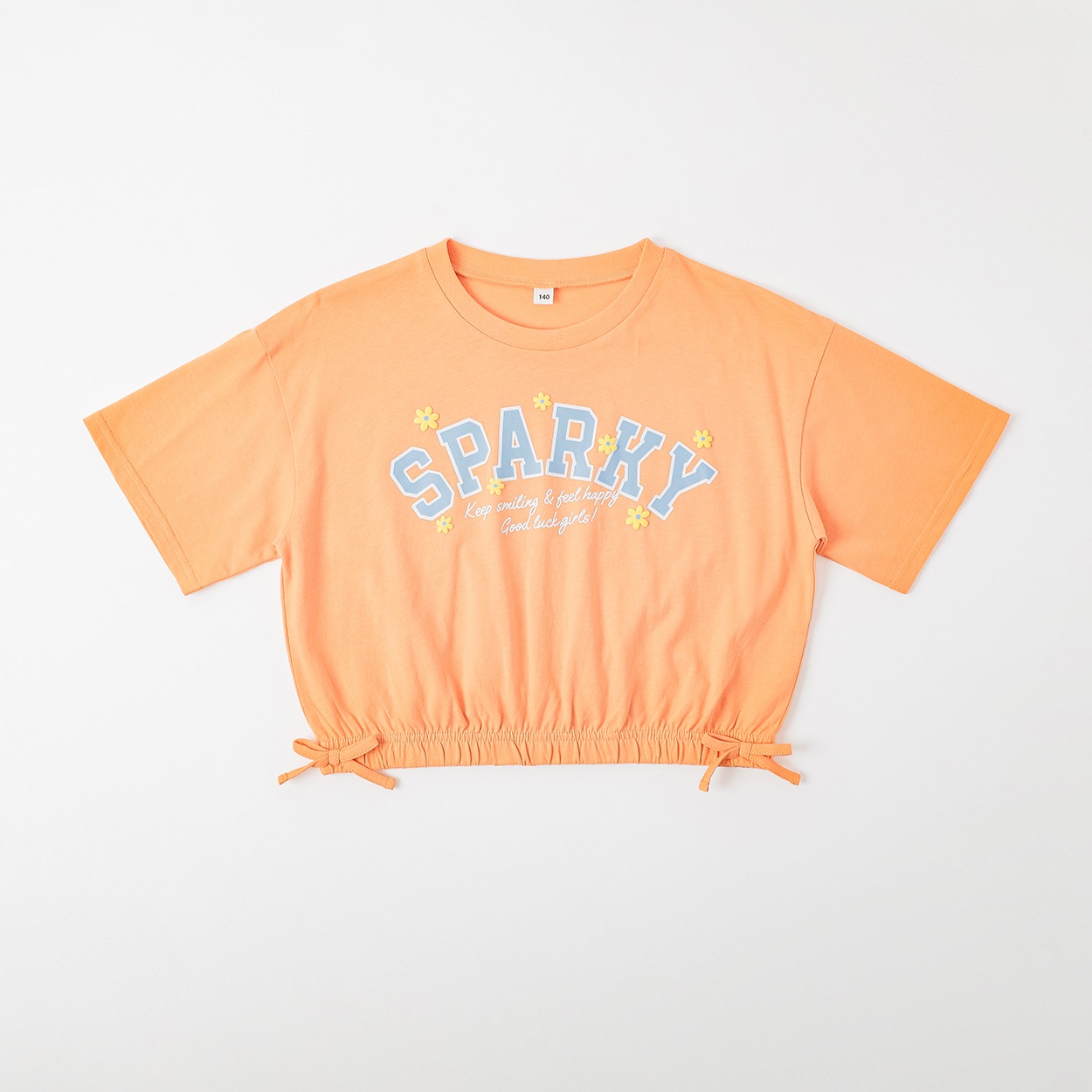 裾ゴムショート丈Tシャツ 女の子 キッズ 130cm-160cm(オレンジ-150cm)