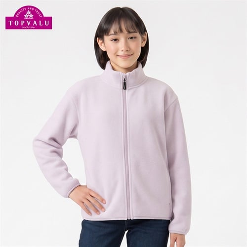 【1000円フリース】マイクロフリースフルジップジャケット 8色カラバリ キッズ 女の子 トップバリュ(TOPVALU) 130～160cm(ピンク-130cm)