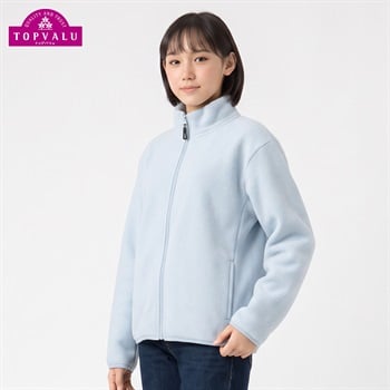【1000円フリース】マイクロフリースフルジップジャケット 8色カラバリ キッズ 女の子 トップバリュ(TOPVALU) 130～160cm(サックス-130cm)