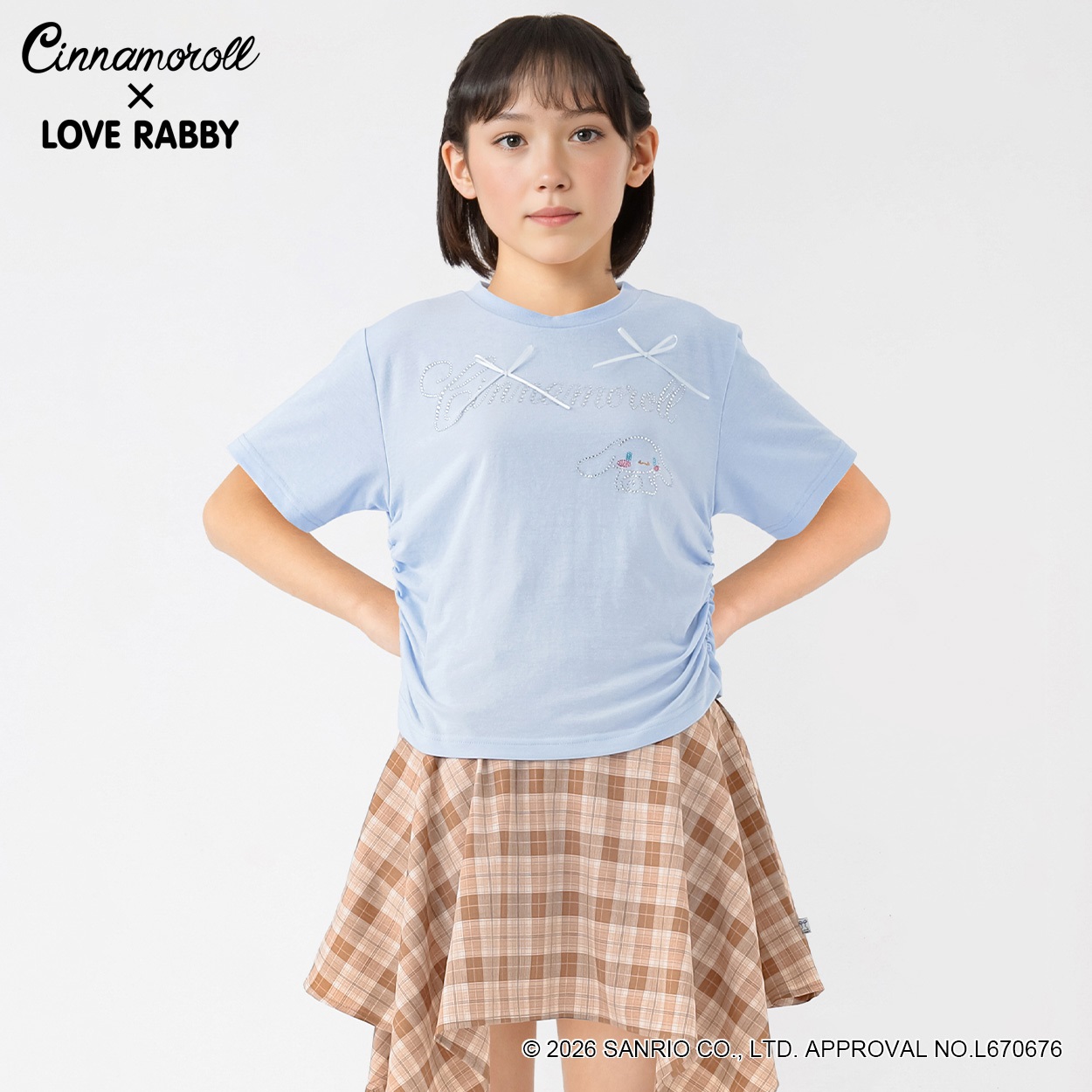 ラブラビ ＜シナモロール＞コラボＴシャツ 女の子 キッズ 130cm-160cm(サックス-140cm)