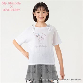 ラブラビ ＜マイメロディ＞コラボＴシャツ 女の子 キッズ 130cm-160cm(ホワイト-130cm)