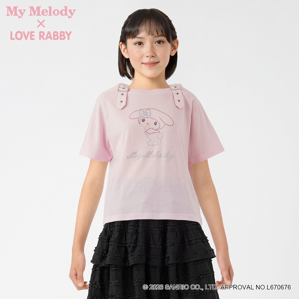 ラブラビ ＜マイメロディ＞コラボＴシャツ 女の子 キッズ 130cm-160cm(ピンク-140cm)