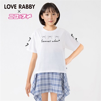 ラブラビ 袖リボンニコ☆プチコラボＴシャツ 女の子 キッズ 130cm-160cm(ホワイト-130cm)