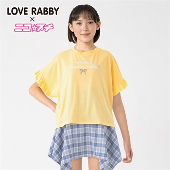 ラブラビ リボンチャームニコ☆プチコラボＴシャツ 女の子 キッズ 130cm-160cm(イエロー-130cm)