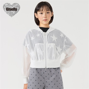 Giselly(ジゼリー) オパール星柄ZIPフーディ 女の子 キッズ 130cm-160cm(ホワイト-130cm)