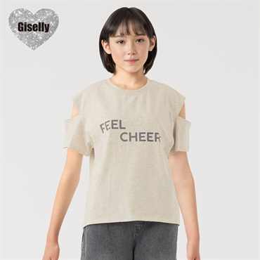 Giselly(ジゼリー) ラインストーン使い肩開きT 女の子 キッズ 130cm-160cm