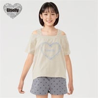 Giselly(ジゼリー) オフショルチュール刺しゅうT 女の子 キッズ 130cm-160cm(キナリ-130cm)
