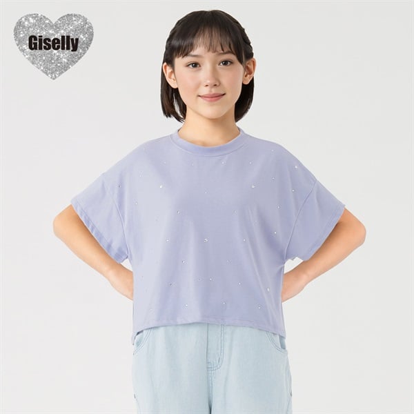 Giselly(ジゼリー) ラインストーンTシャツ 女の子 キッズ 130cm-160cm(パープル-130cm)