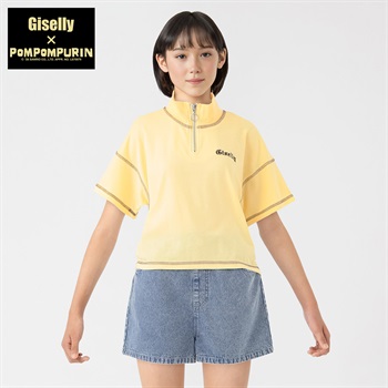 ジゼリー＜ポムポムプリン＞ ハーフZIPTシャツ 女の子 キッズ 130cm-160cm(イエロー-130cm)