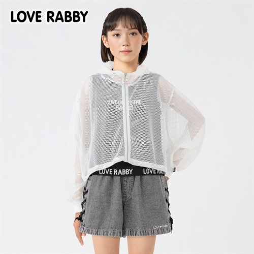 LOVERABBY(ラブラビ) メッシュジップパーカーコンポ キッズ 女の子 130cm-160cm(ホワイト-130cm)