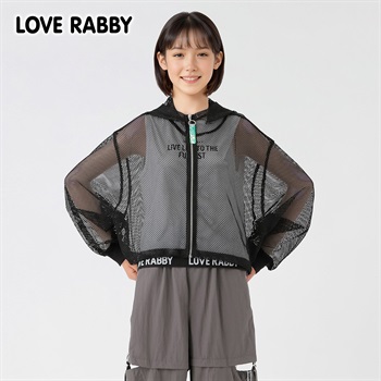 LOVERABBY(ラブラビ) メッシュジップパーカーコンポ キッズ 女の子 130cm-160cm(ブラック-130cm)