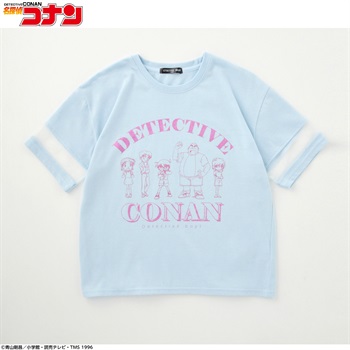 名探偵コナン 線画少年探偵団袖切り替えTシャツ キッズ 130cm-160cm(サックス-130cm)