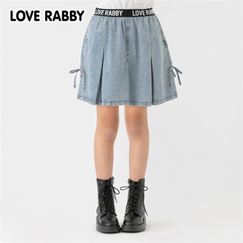 LOVERABBY(ラブラビ) ケミカルデニムロゴゴム使いスカパン キッズ 女の子 130cm-160cm(ブルー-130cm)