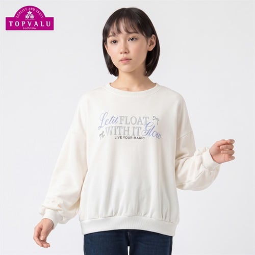 衿よれにくいプリント裏シャギートレーナー キッズ 女の子 トップバリュ(TOPVALU) 130～160cm