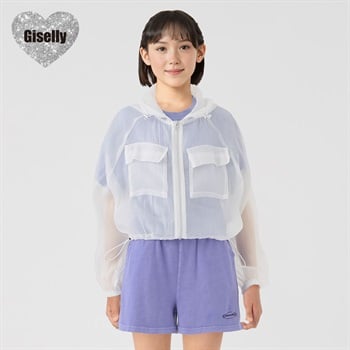 Giselly（ジゼリー） ダブルZIPシアーパーカー キッズ 女の子 130cm-160cm(ホワイト-130cm)