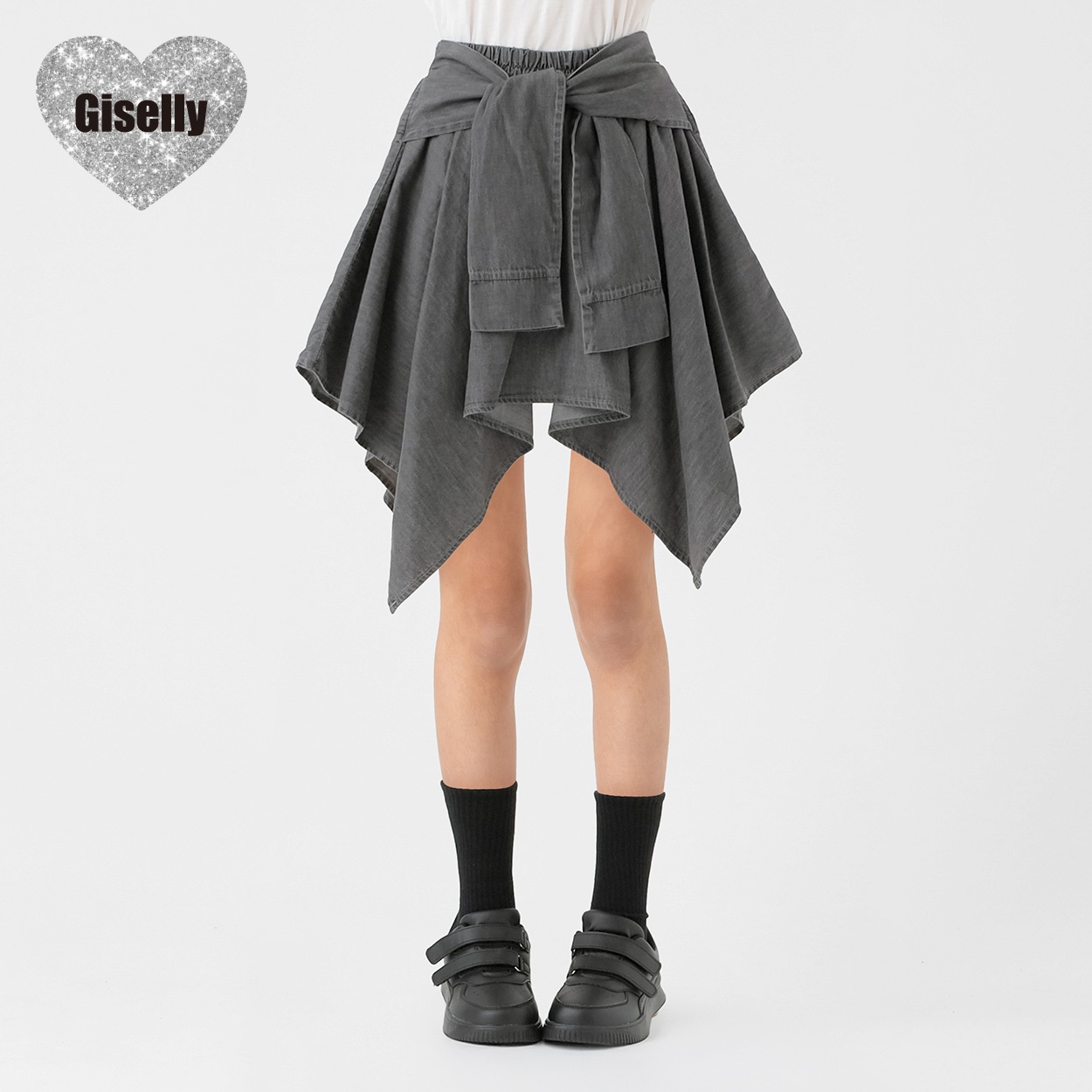 Giselly（ジゼリー） デニム腰巻きシャツ風スカート キッズ 女の子