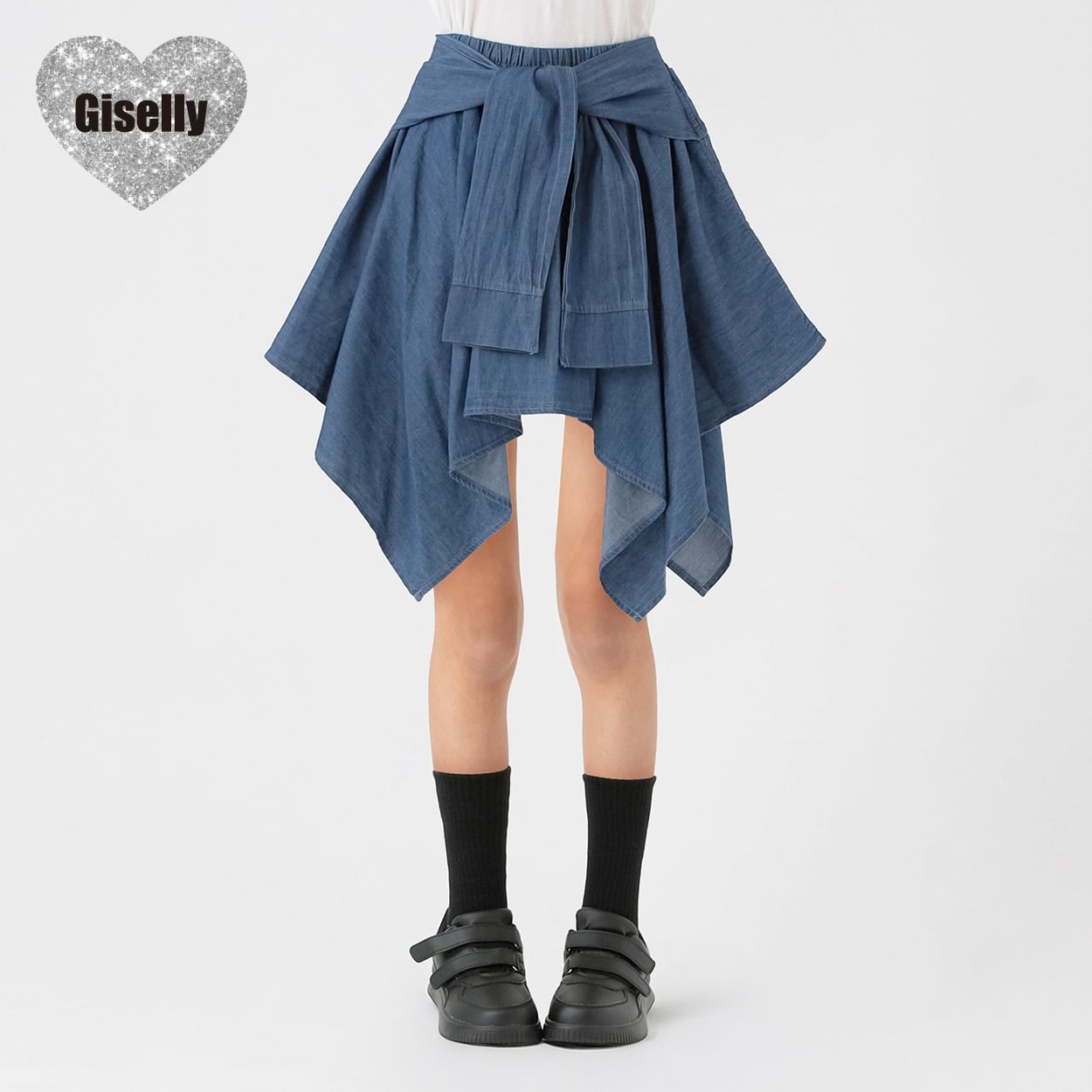 Giselly（ジゼリー） デニム腰巻きシャツ風スカート キッズ 女の子