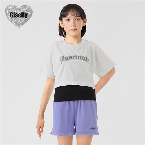 Giselly（ジゼリー） 鳩目ピアスドッキングTシャツ キッズ 女の子 130cm-160cm(ホワイト-130cm)