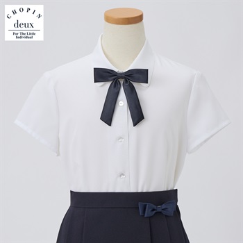 CHOPIN deux(ショパン ドゥ) リボン付半袖ブラウス(大) キッズ 女の子 フォーマル 140cm 150cm 160cm(ホワイト(太リボン)-140cm)